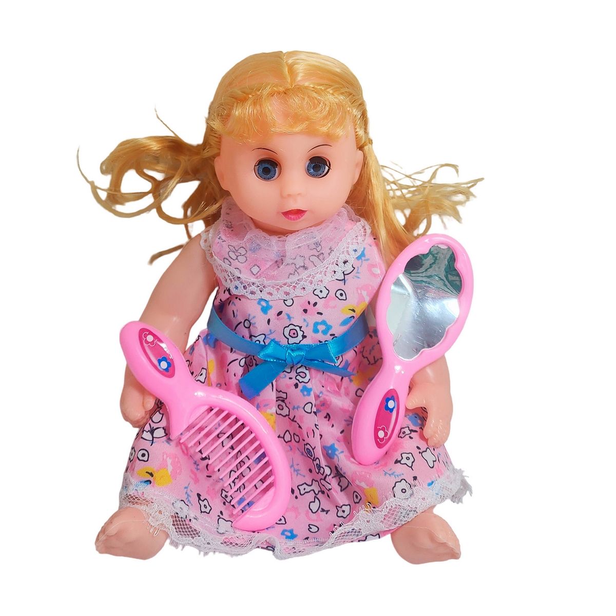 GENERICO - Muñeca Con Vestido Figura Peine Y Espejo Bolso Juguete Niñas