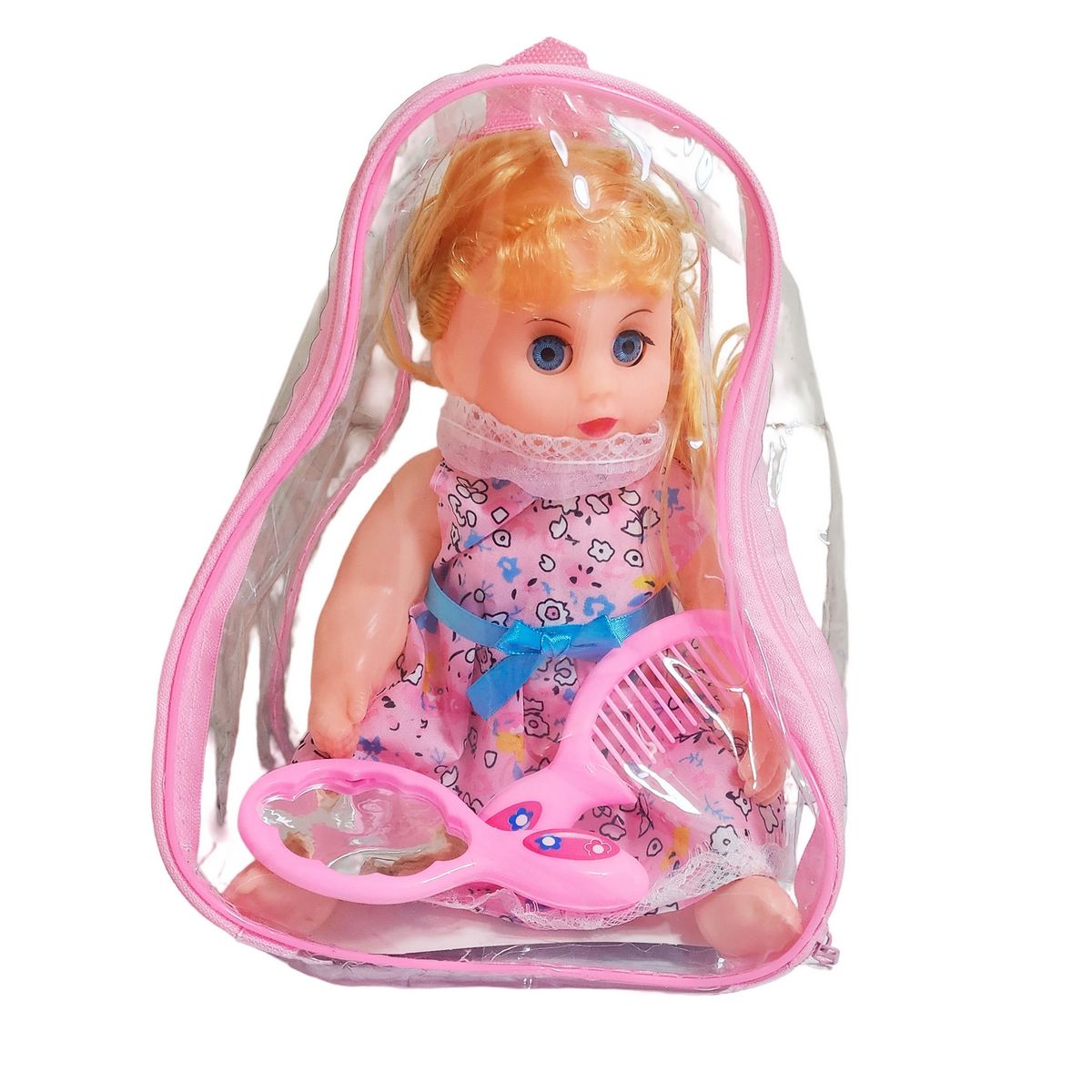 GENERICO - Muñeca Con Vestido Figura Peine Y Espejo Bolso Juguete Niñas