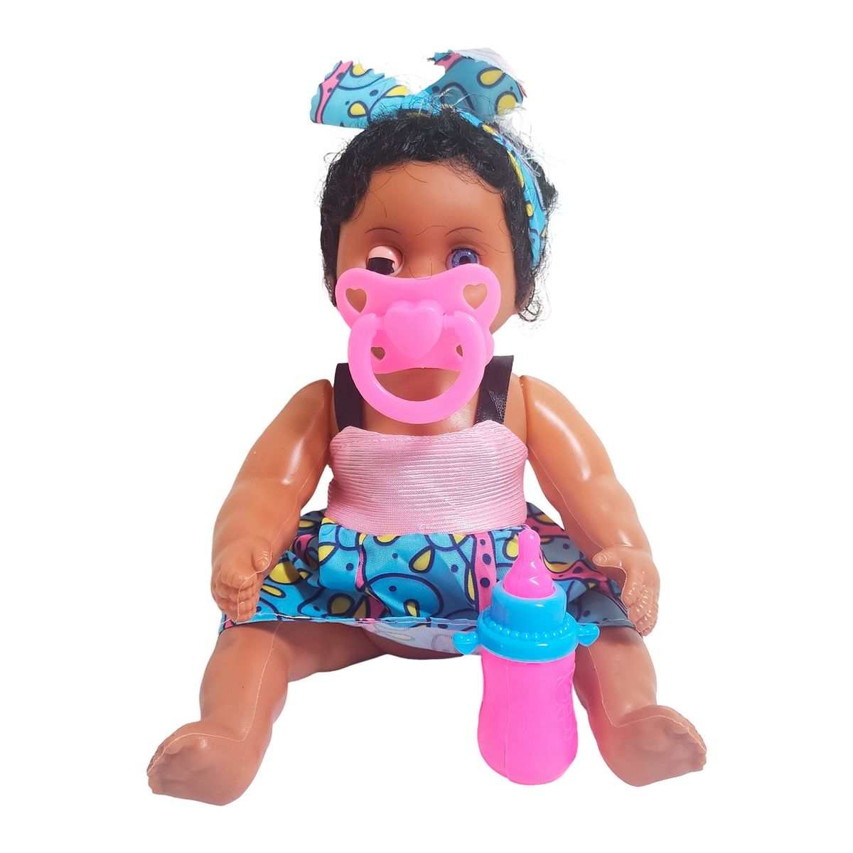 GENERICO - Muñeca Con Vestido Raya Bebe Tetero En Bolso Juguete Niñas