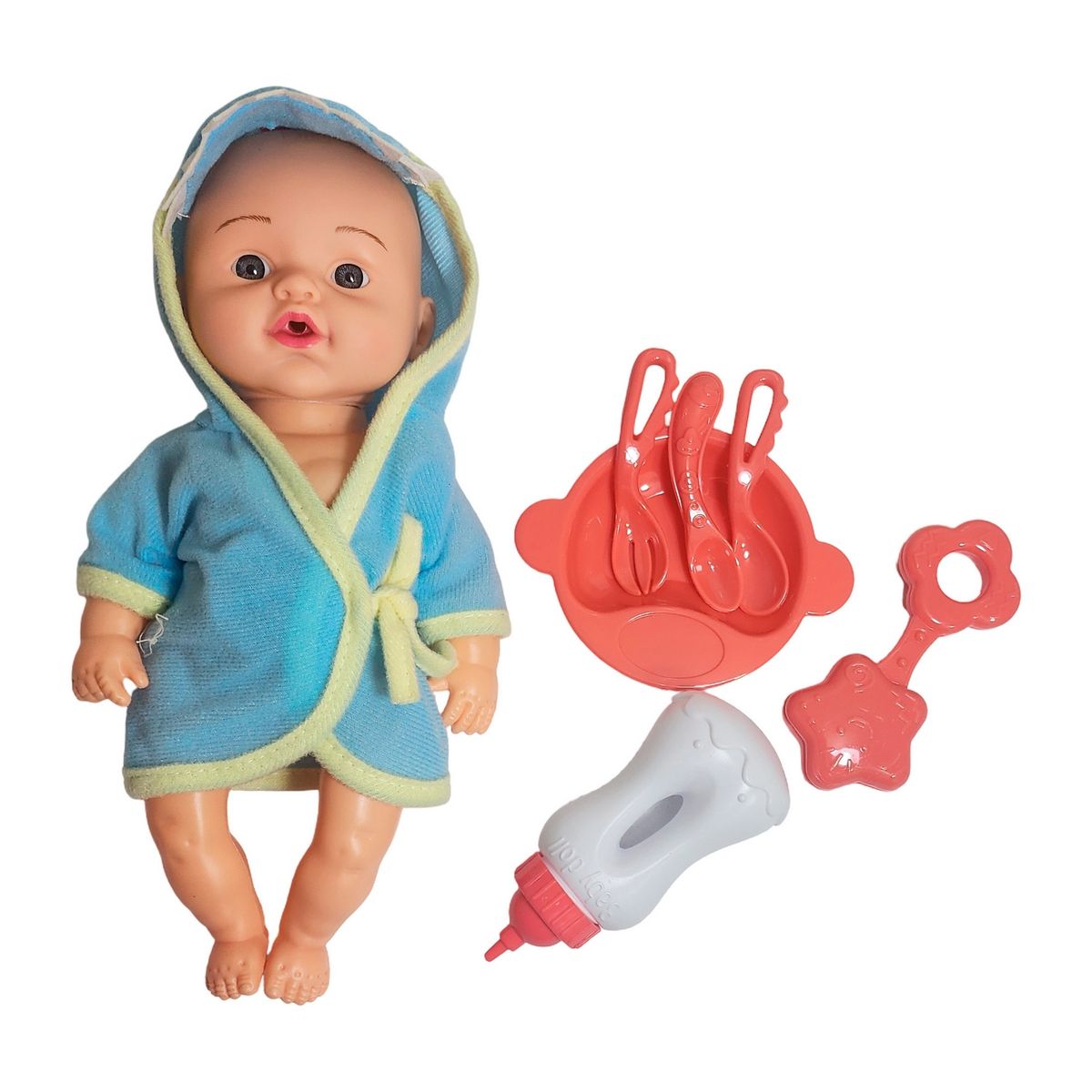 GENERICO - Muñeco Bebe Bata De Baño + Accesorios Juguete Niñas