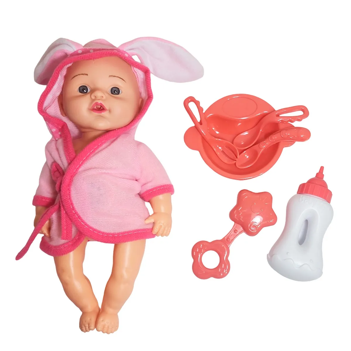 GENERICO - Muñeco Bebe Bata De Baño + Accesorios Juguete Niñas