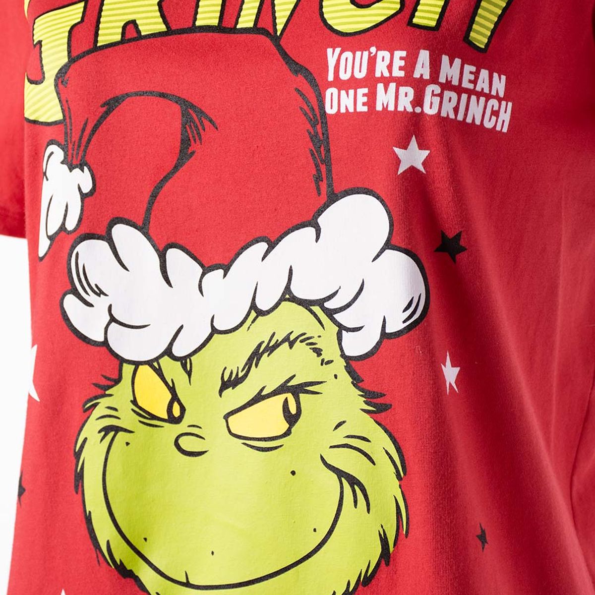 MIC - Pijama de Grinch pantalón largo rojo para mujer