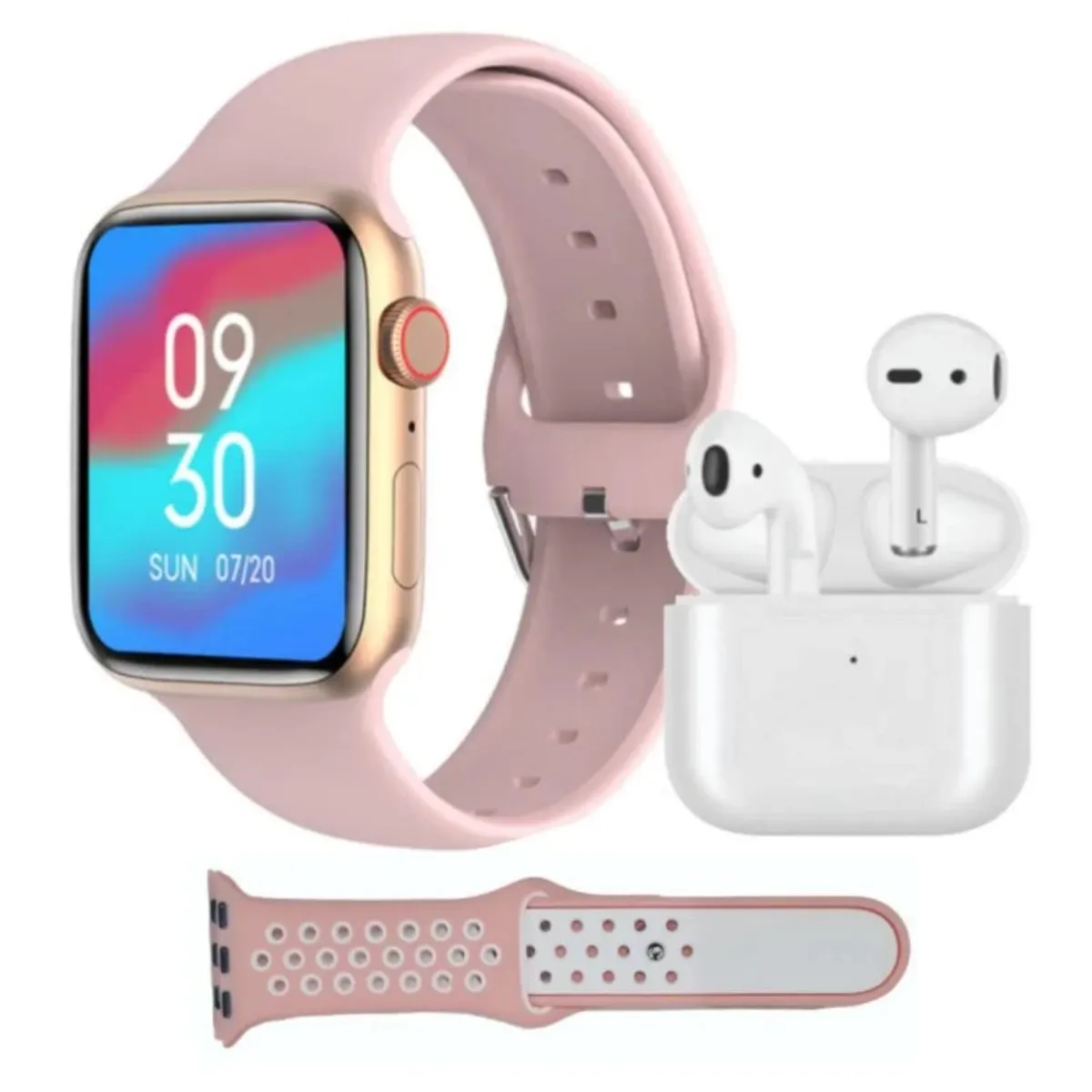 GENERICO - COMBO RELOJ INTELIGENTE SMARTWATCH T900 AUDÍFONOS Y DOS PULSOS -R