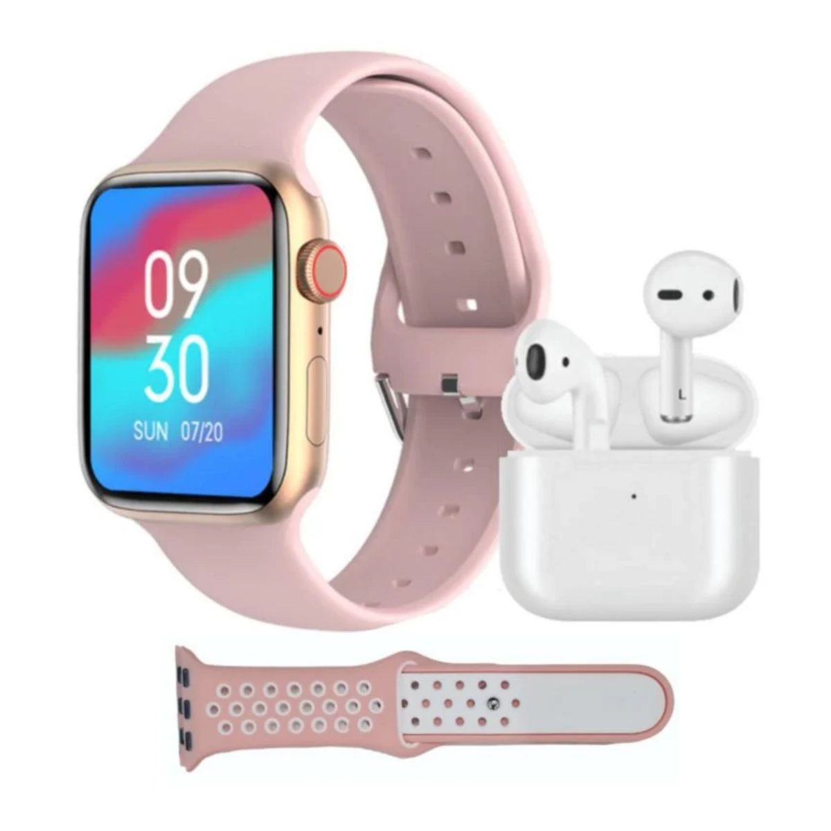 GENERICO - COMBO RELOJ INTELIGENTE SMARTWATCH T900 AUDÍFONOS Y DOS PULSOS -R