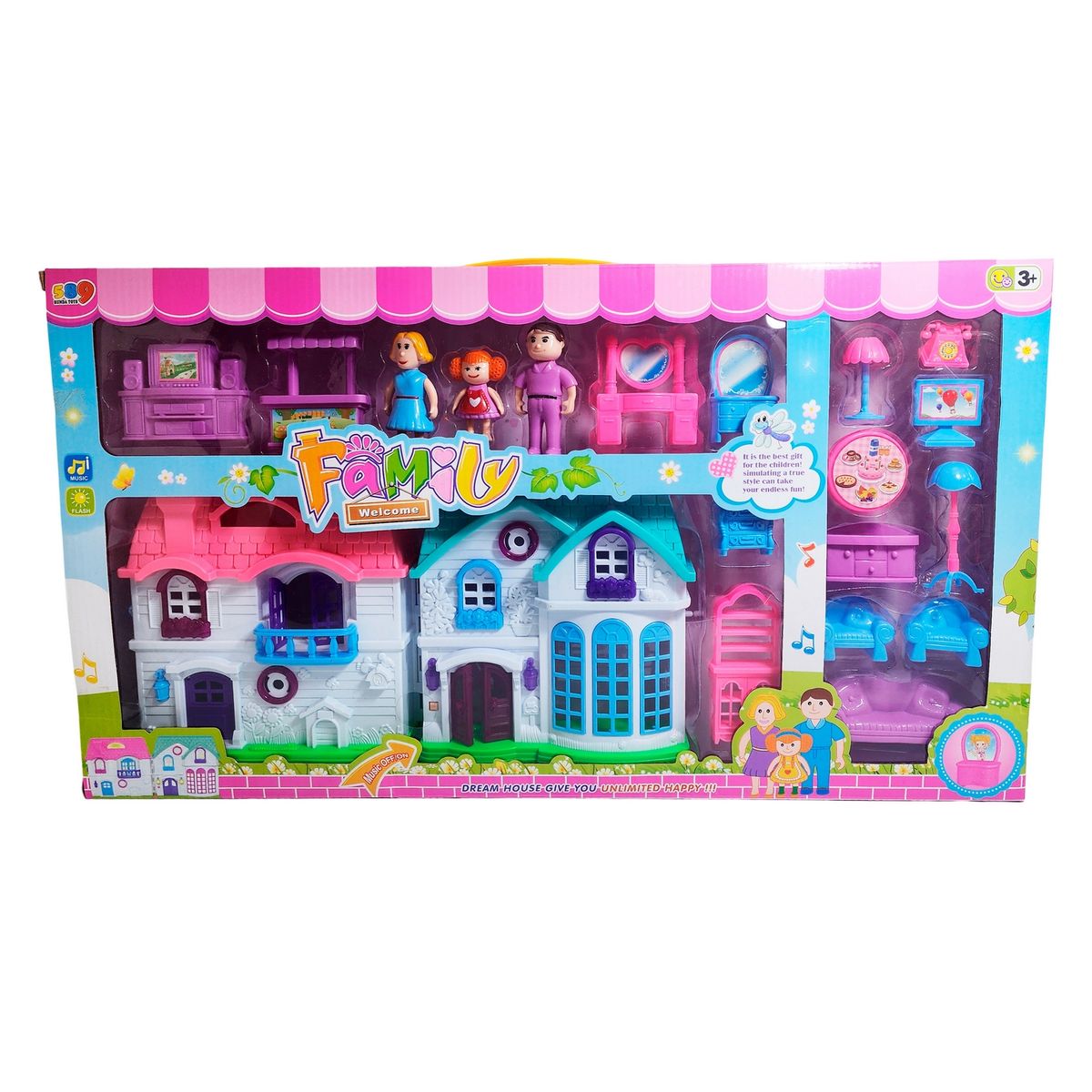 GENERICO - Casa De Muñeca Con Muebles Personajes Grande Juguete