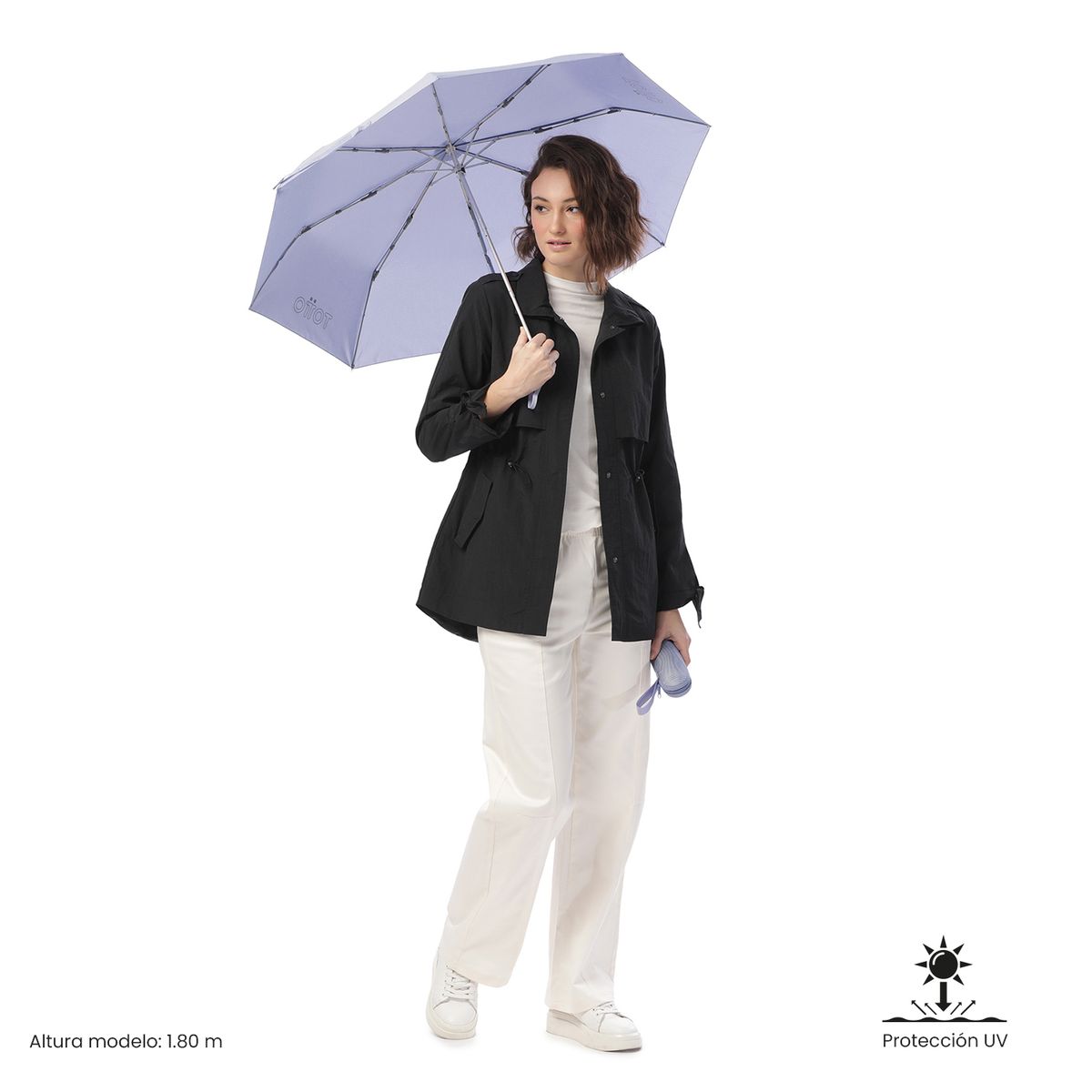 TOTTO - Sombrilla Manual Filtro UV con Estuche Sombri Morado Totto