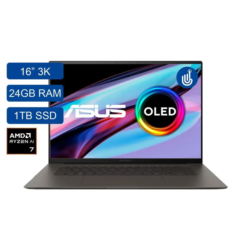 ASUS - Portatil ASUS Zenbook S 16 UM5606KA-RJ032W AMD Ryzen AI 7 350 SSD 1 TB 24GB 16" OLED Tactil