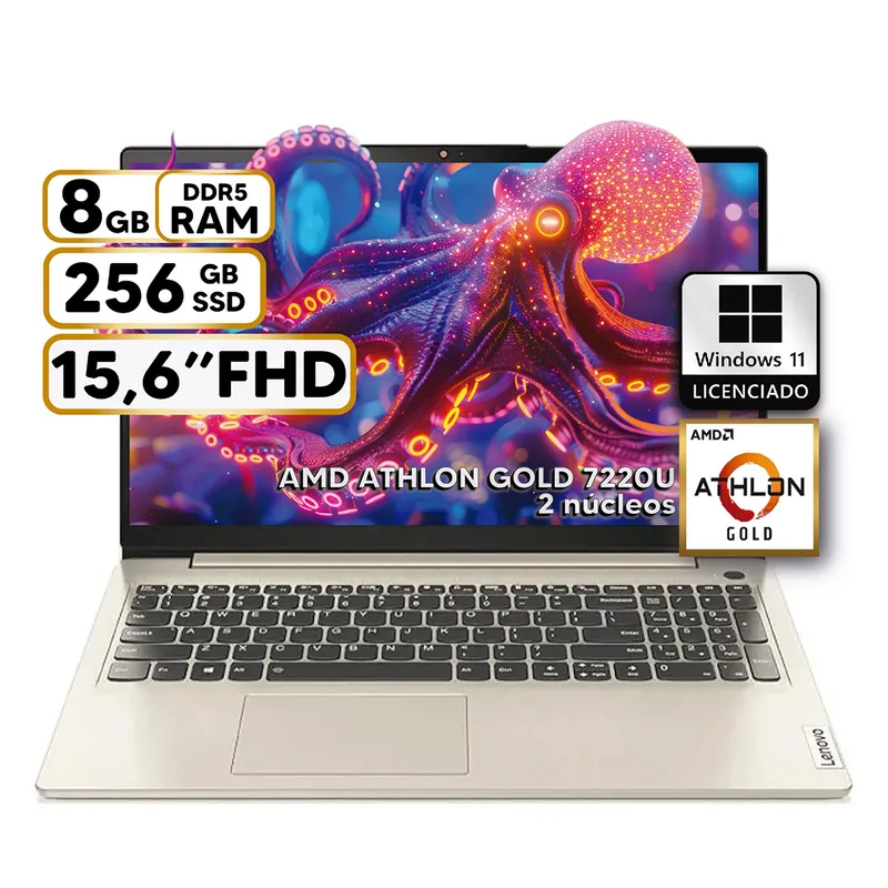 LENOVO - PORTATIL LENOVO IDEAPAD 1 15AMN7 AMD ATHLON GOLD 7220U 8GB RAM 256GB SSD 15,6'' FHD