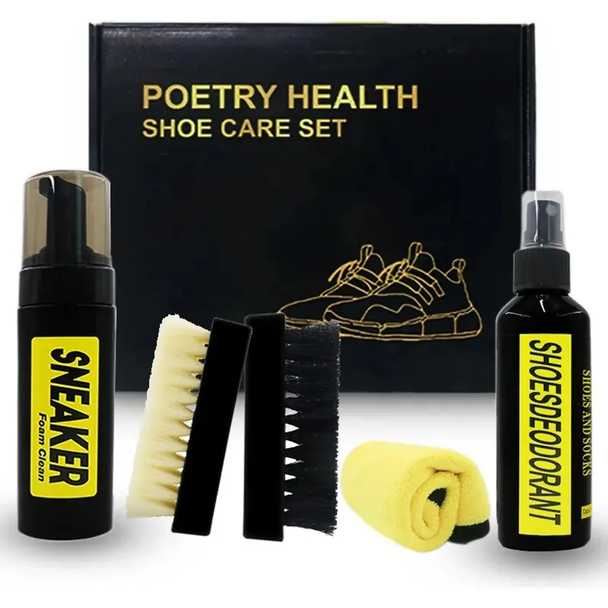 GENERICO - Kit de Limpieza para Zapatos y Tenis con Cepillos y Shampoo Multiusos