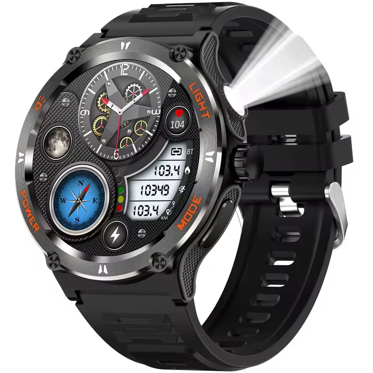 GENERICO - Reloj Inteligente Smartwatch Militar Impermeable Con Linterna