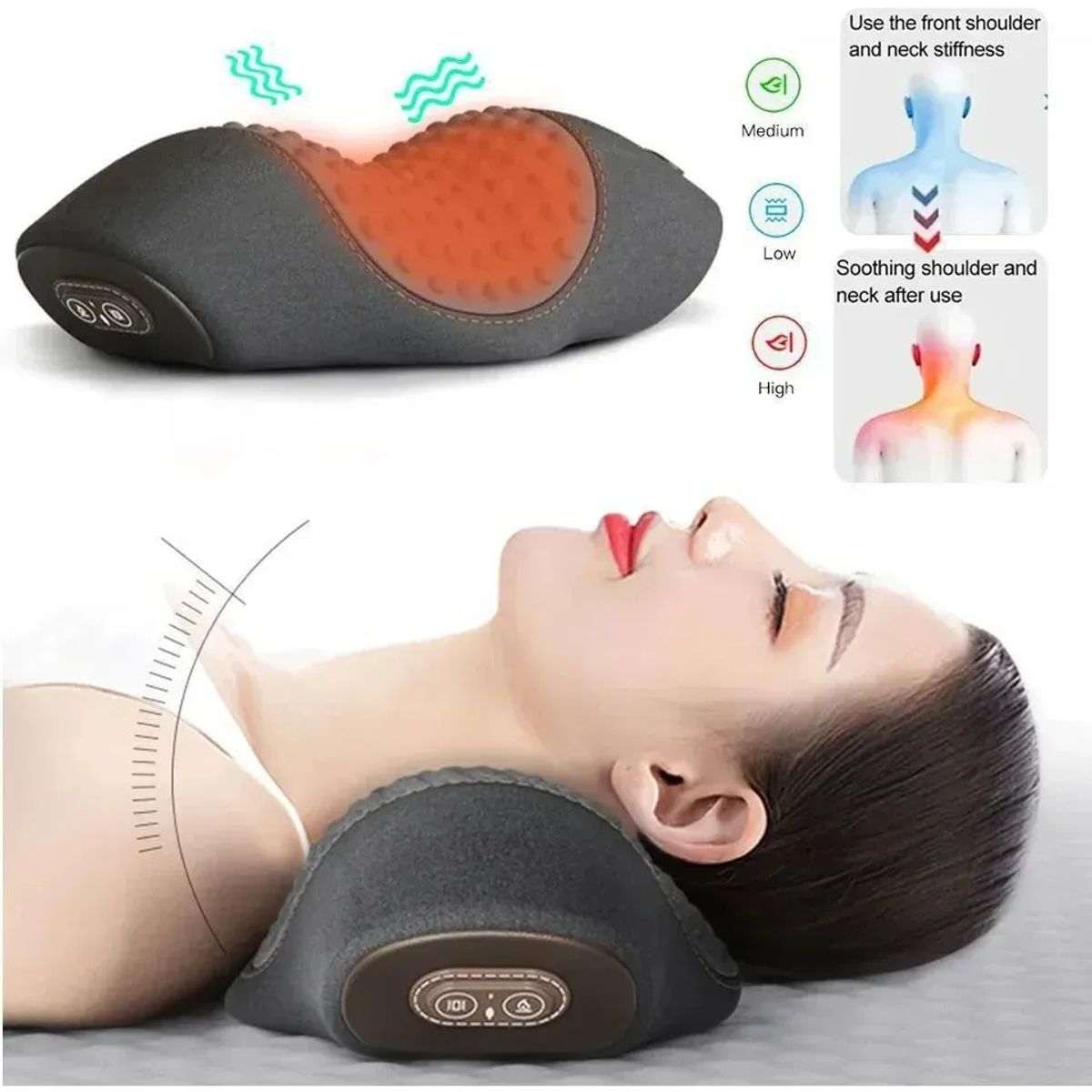 MILOPTS - Almohada Masajeadora Eléctrica con Calor y Vibración