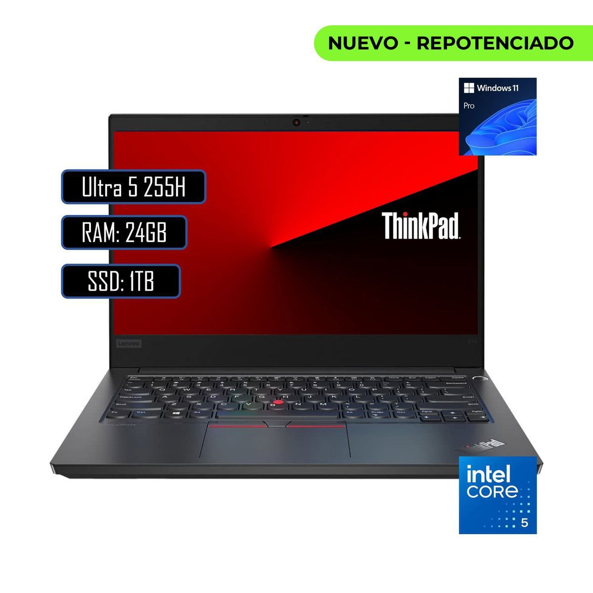 LENOVO - PORTATIL LENOVO THINKPAD E14 INTEL CORE ULTRA 5 255H/ RAM 24GB DDR5/ 1TB M.2/ WIN11 PRO