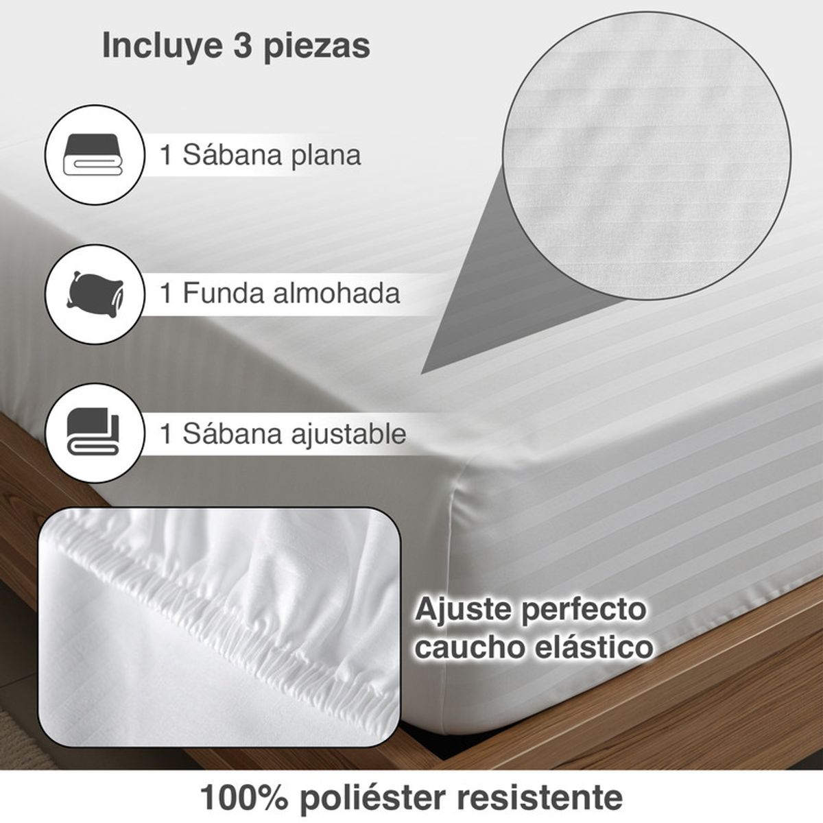 ENERGY PLUS - Sábana Hotelera Cama Sencilla 1mt Blanca Suave y Resistente