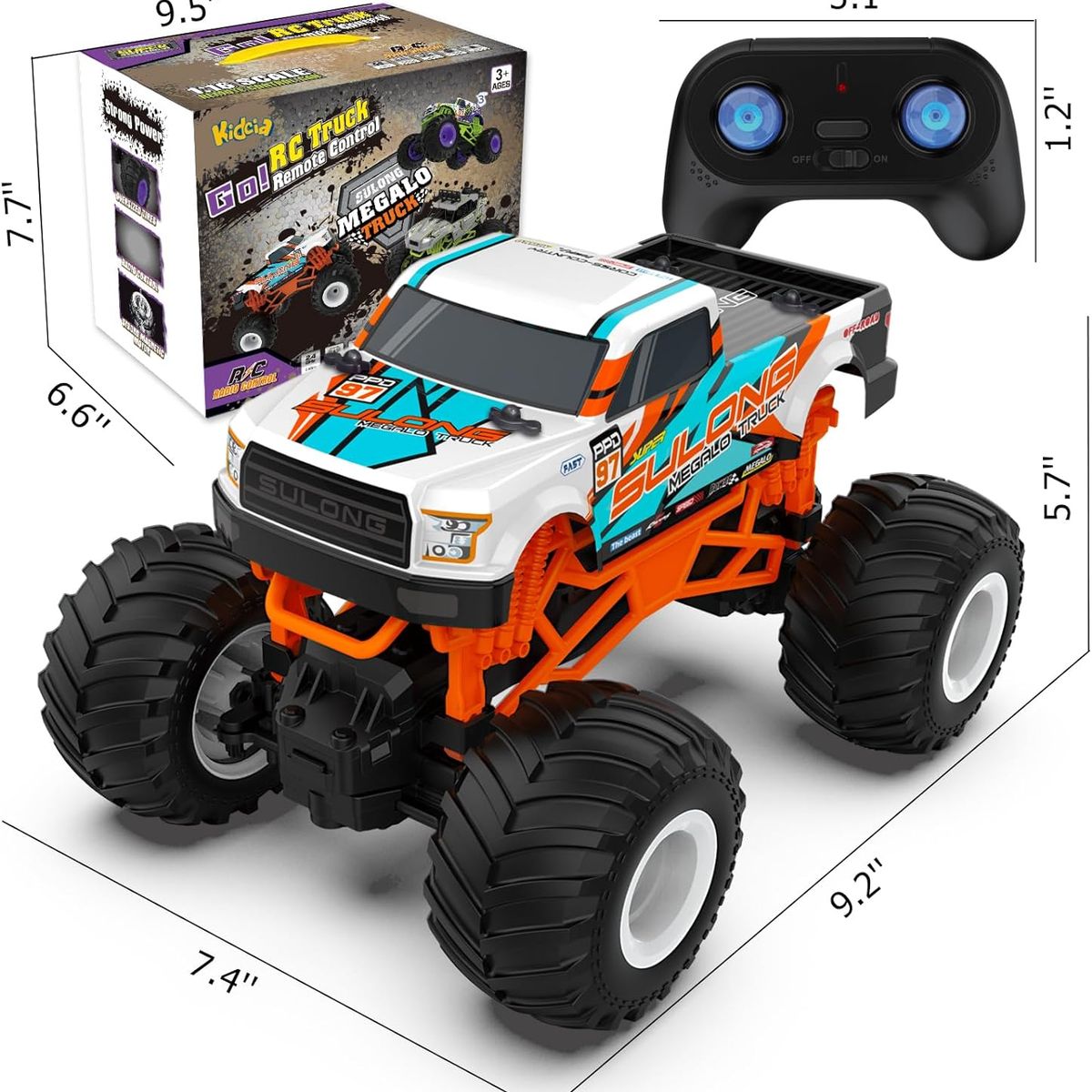 AMERICAN GENERICS - Carro Monstruo A Control Remoto Recargable Todo Terreno - Blanco