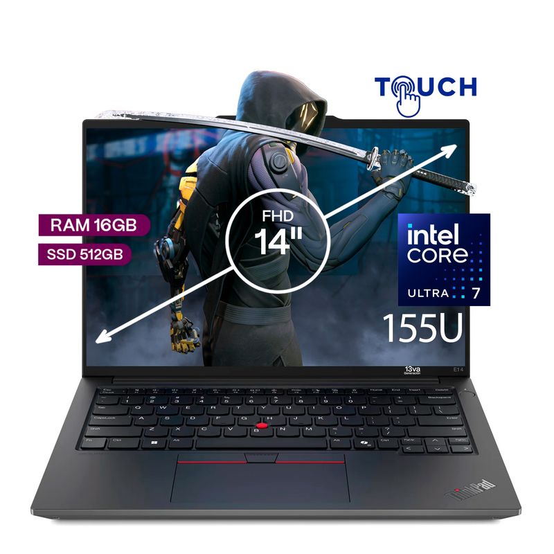 LENOVO - Portatil Lenovo Thinkpad E14 Gen6 Core Ultra 7 155h, 16/512 Gb ssd14" Tactil Win 11 Pro.