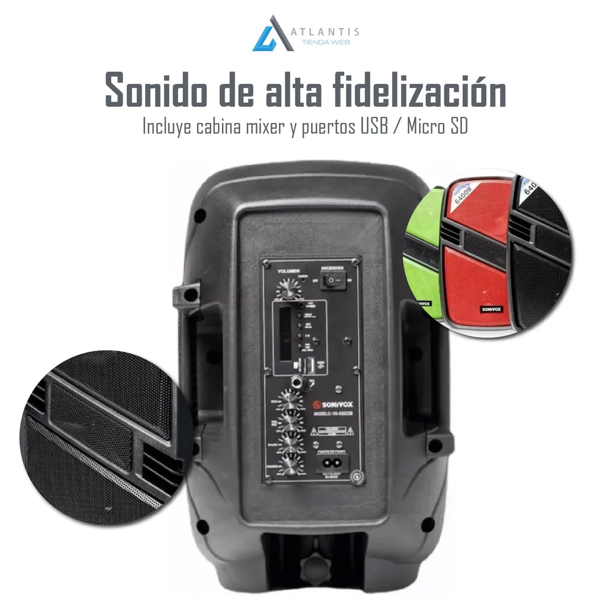 SONIVOX - Parlante Sonivox Vs-ss2228 Bluetooth Nalámbrico 6.5 Pulgadas