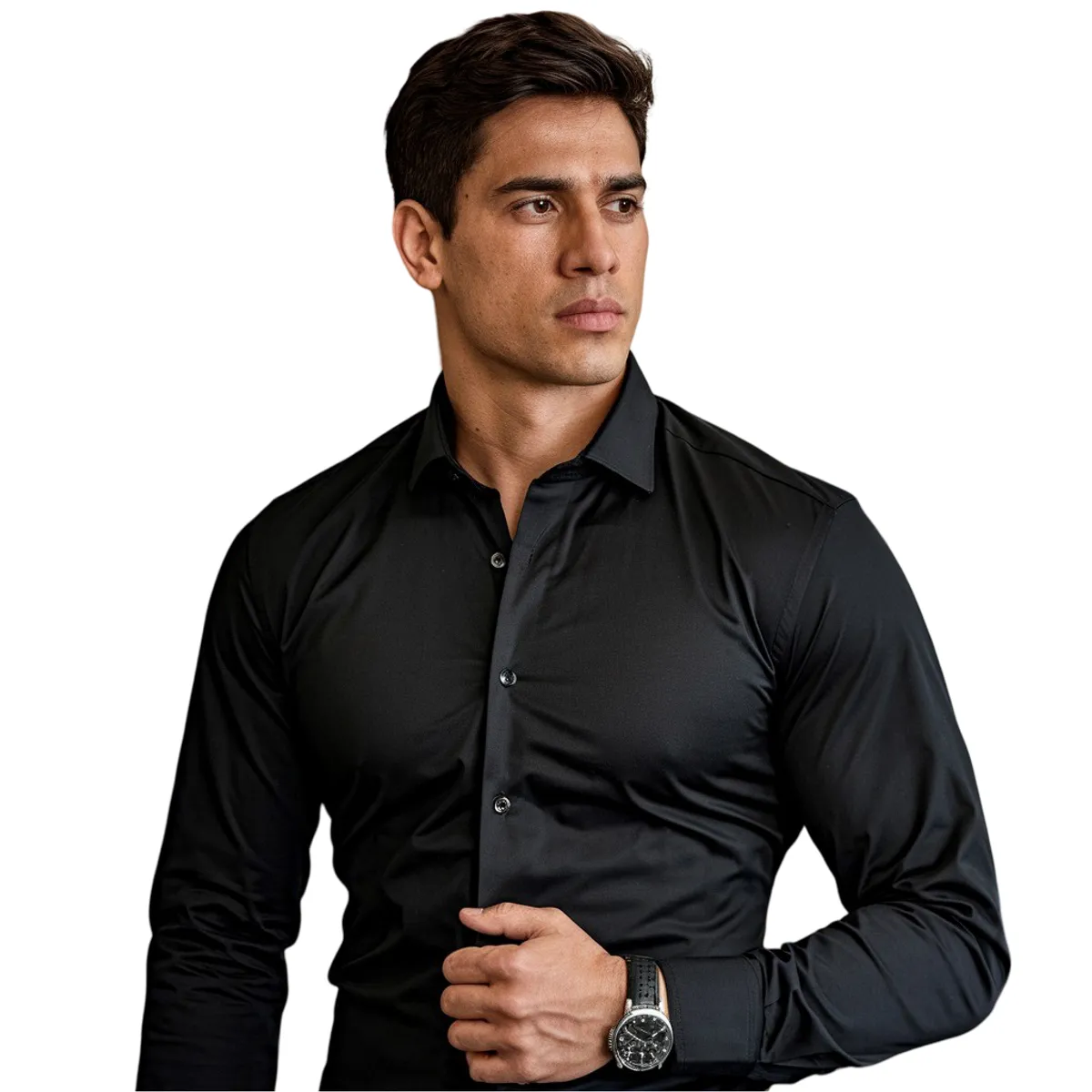 AMERICAN GENERICS - CAMISA NEGRA EMPIRE- SLIM FIT