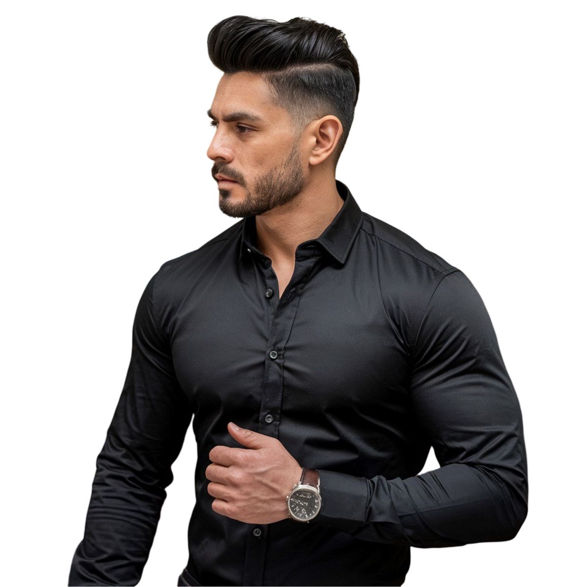 AMERICAN GENERICS - CAMISA NEGRA EMPIRE- SLIM FIT