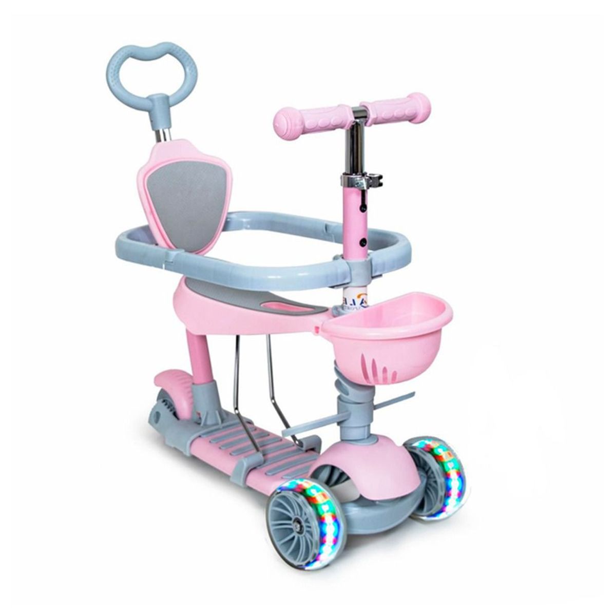 BABY ON - Scooter Patineta 5 En 1 Para Bebes Y Niños Con Descansapies Rosa