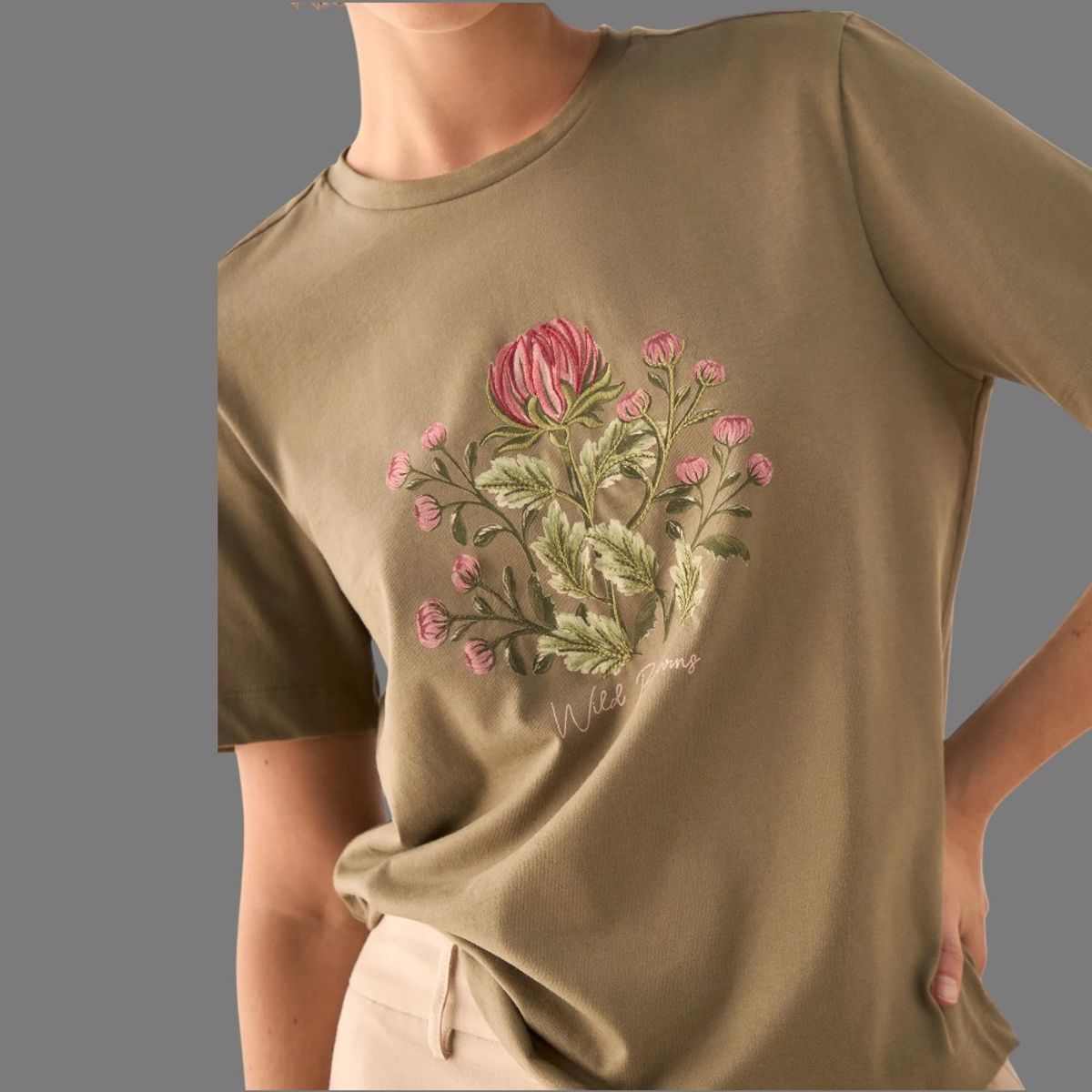 ESPRIT - Esprit Camiseta para Dama Bordado Floral Blusa Mujer Casual