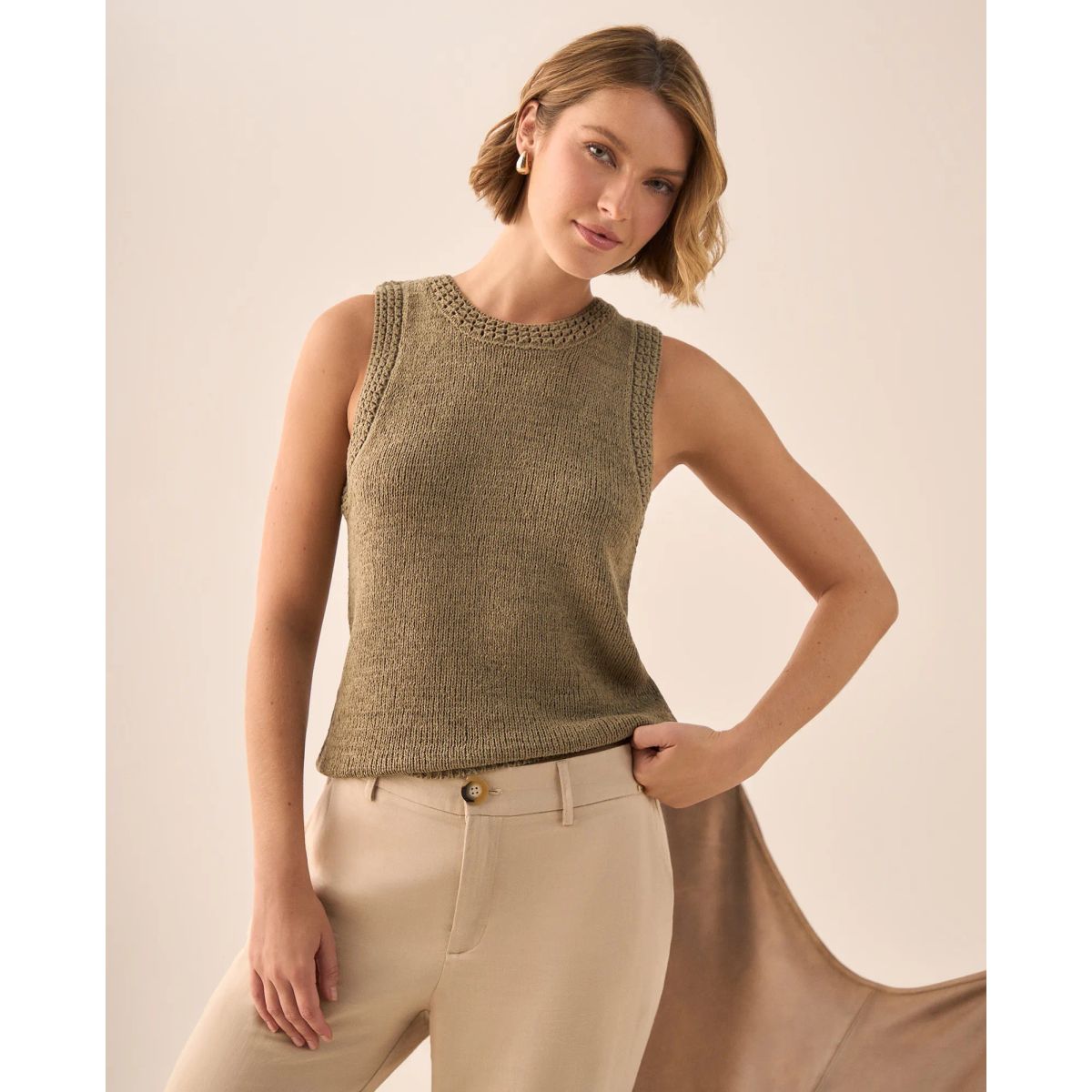 ESPRIT - Esprit Camiseta tipo Chaleco para Dama Crochet Blusa Mujer