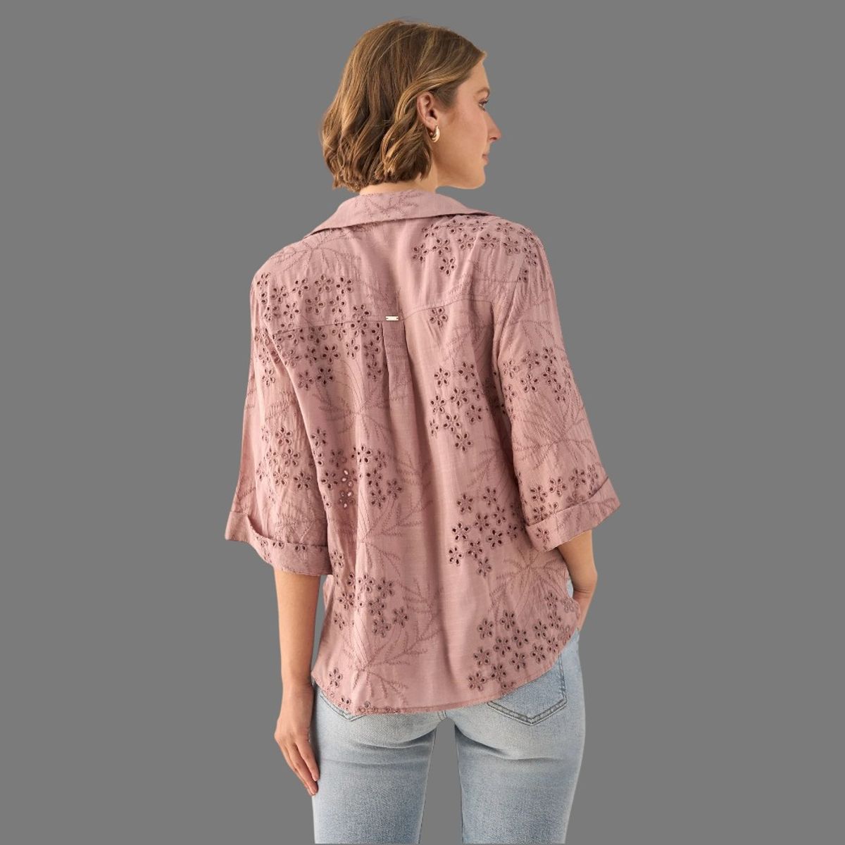 ESPRIT - Esprit Camisa para Dama Bordada Floral  Blusa Mujer Elegante