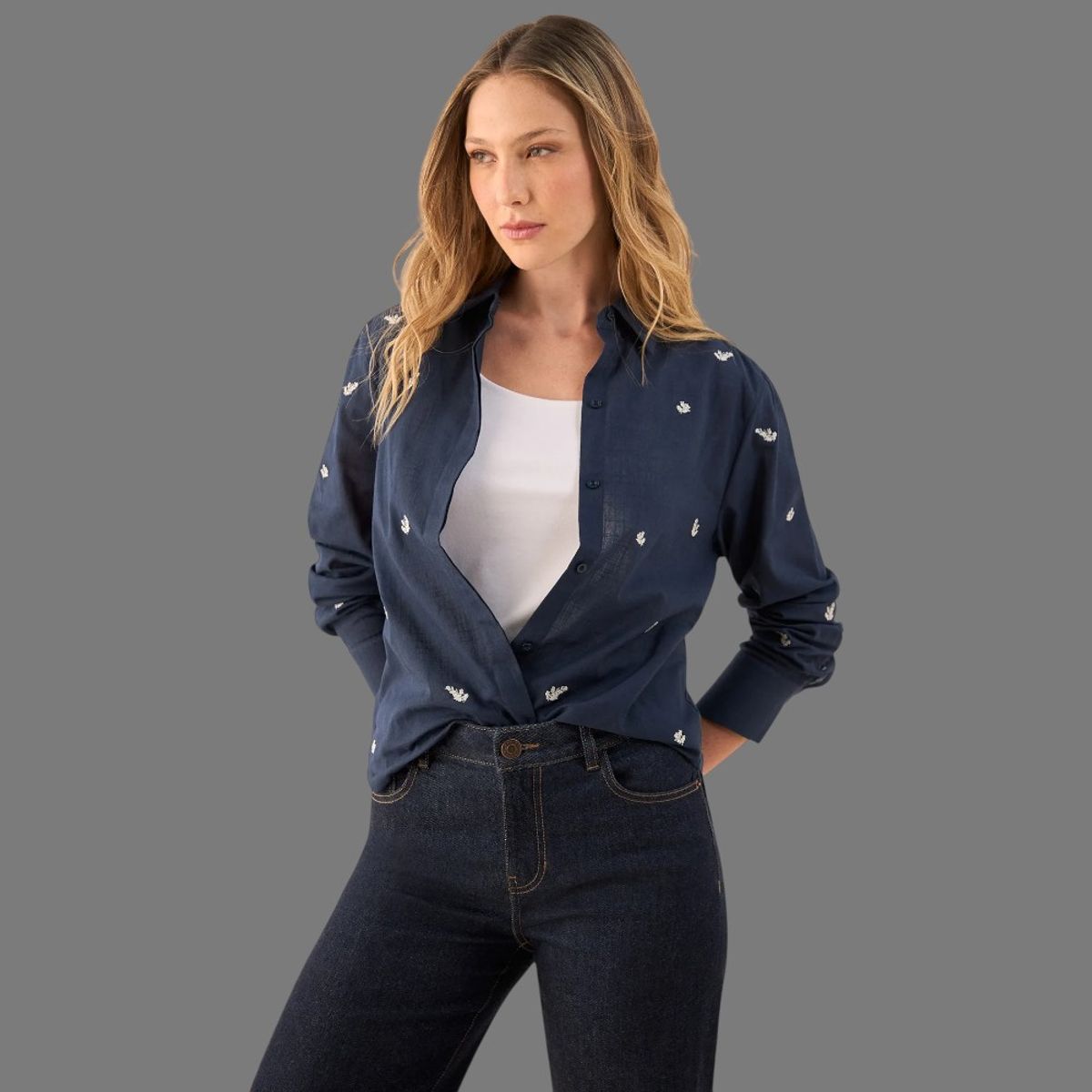 ESPRIT - Esprit Camisa para Dama Bordada Floral  Blusa Mujer Diario