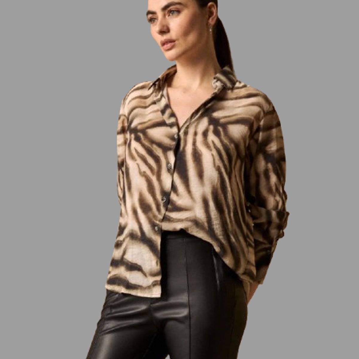 ESPRIT - Esprit Camisa para Dama Animal Print  Blusa Mujer Versátil