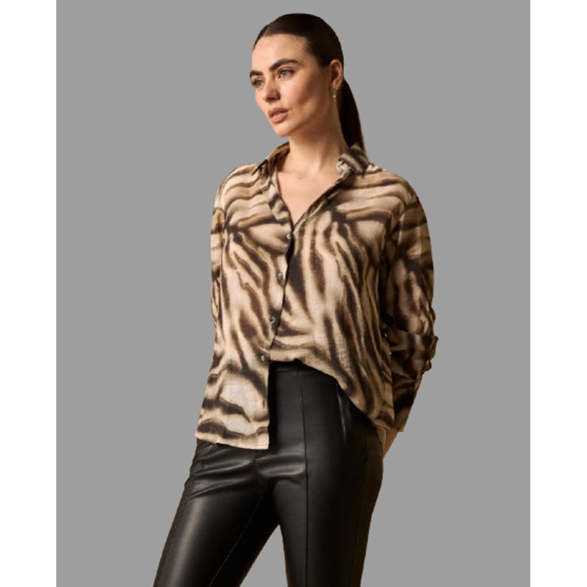 ESPRIT - Esprit Camisa para Dama Animal Print  Blusa Mujer Versátil