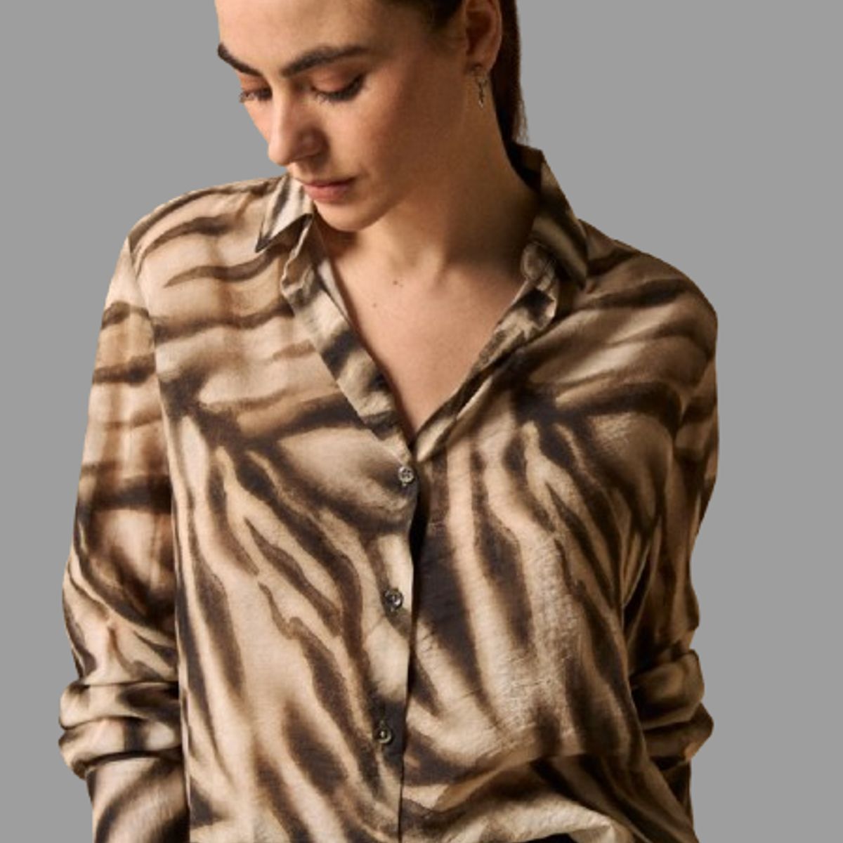 ESPRIT - Esprit Camisa para Dama Animal Print  Blusa Mujer Versátil