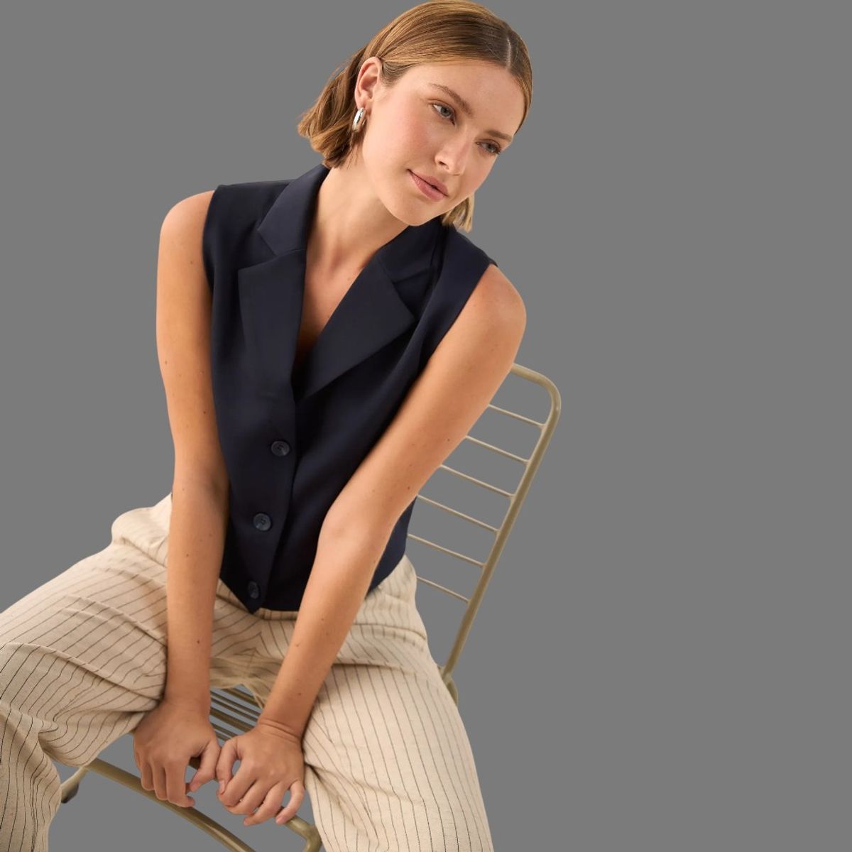 ESPRIT - Esprit Camisa Dama Tipo Crop Blusa Mujer Sin Mangas Versátil