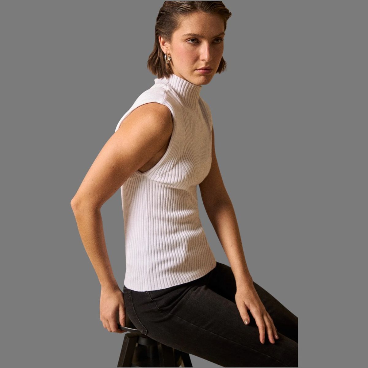 ESPRIT - Esprit Camisa Dama Cuello Alto Blusa Mujer Sin Mangas Formal