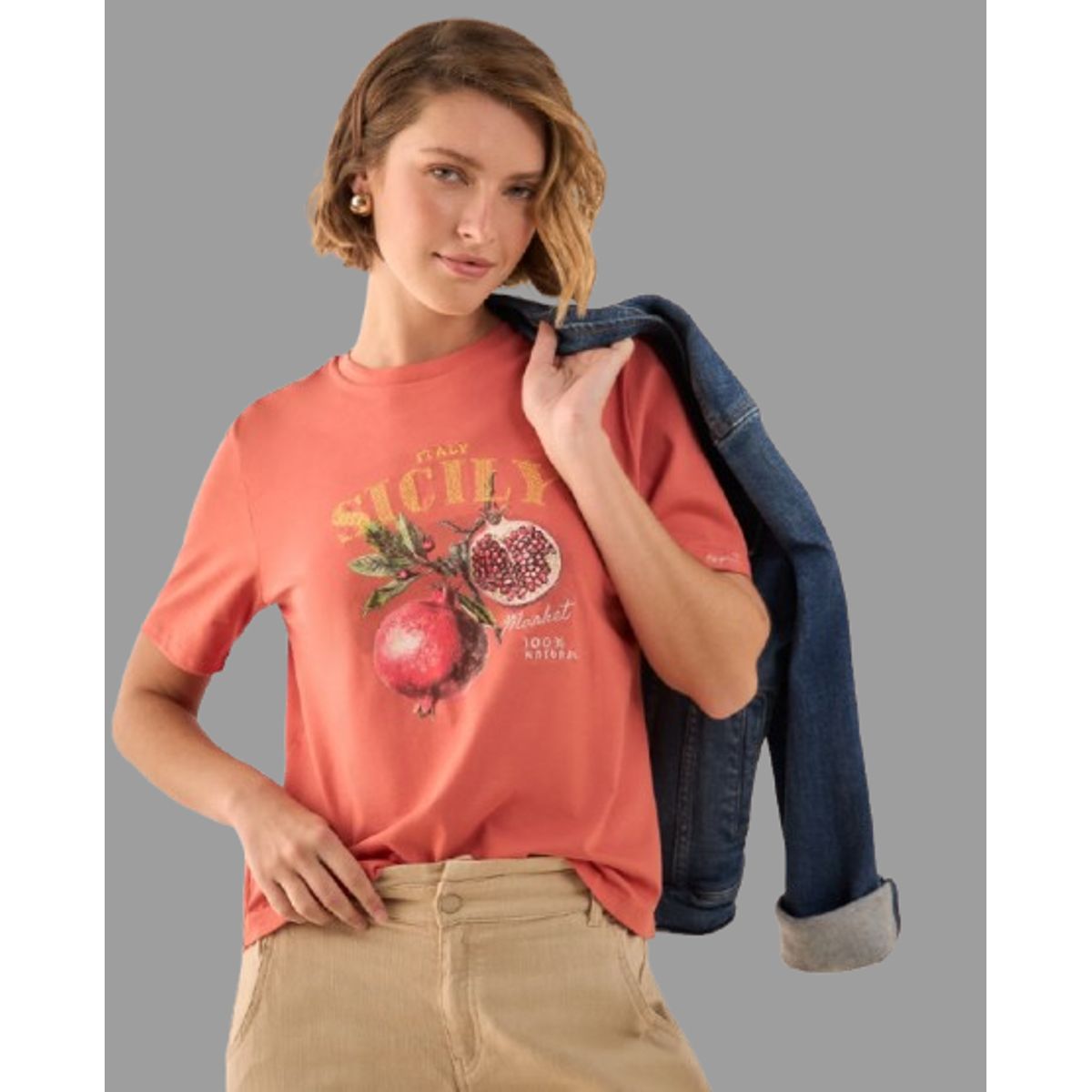ESPRIT - Esprit Camiseta Dama Estampada Blusa Mujer Ideal para Diario