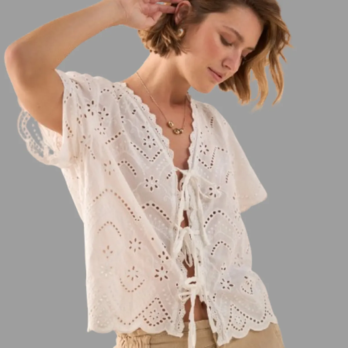 ESPRIT - Esprit Camisa Dama Bordada Blusa Mujer Cómoda y Versátil