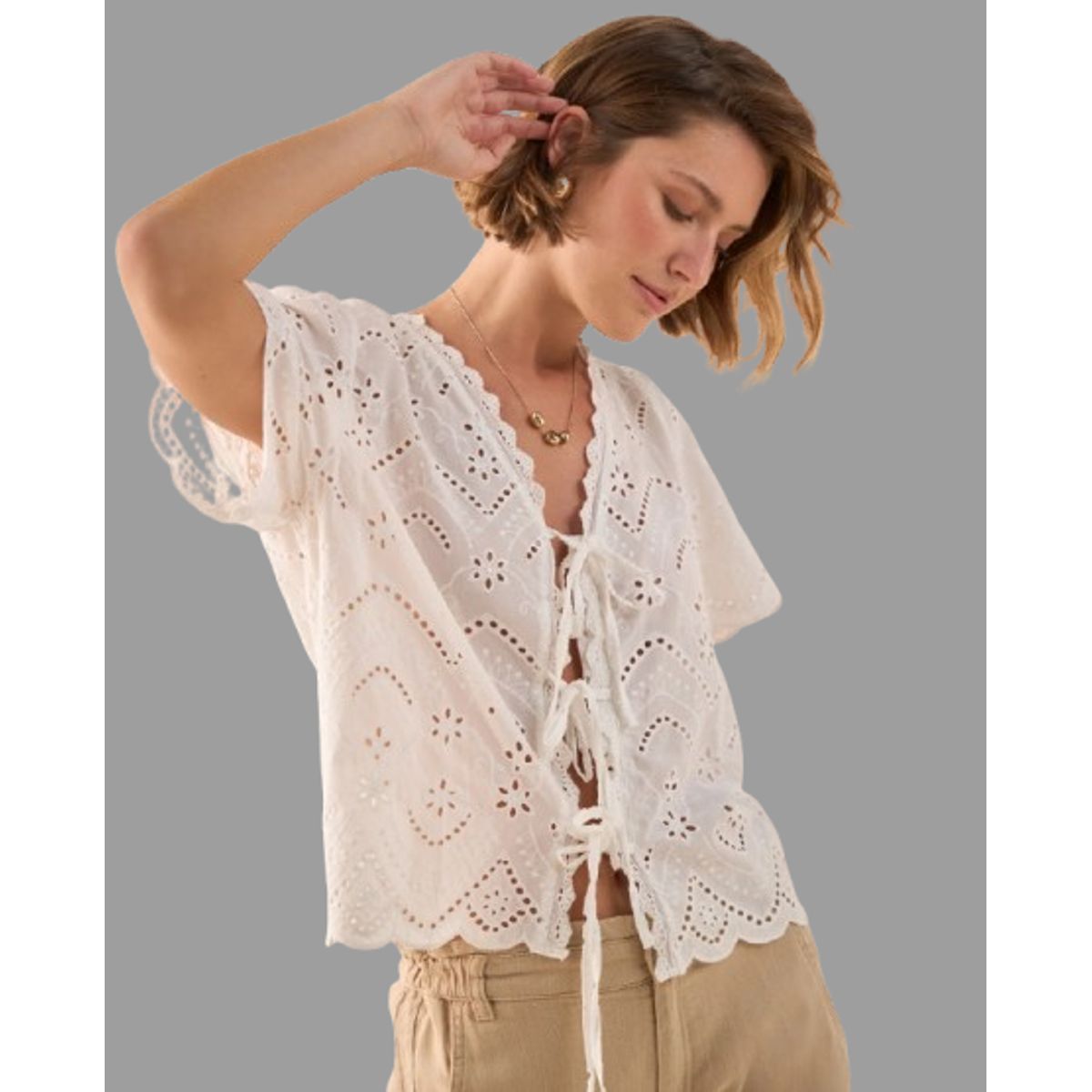 ESPRIT - Esprit Camisa Dama Bordada Blusa Mujer Cómoda y Versátil