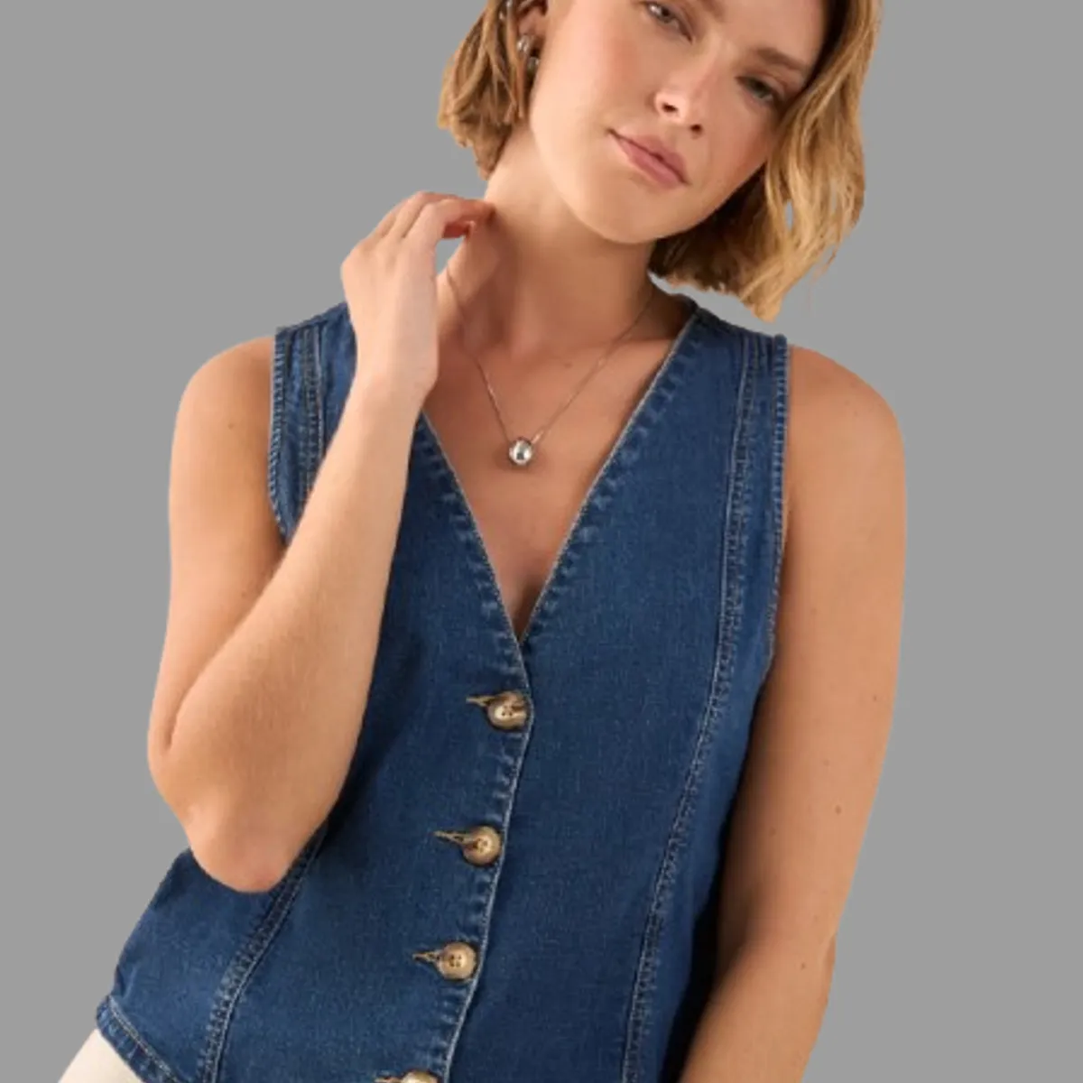 ESPRIT - Esprit Camisa Dama Tipo Chaleco Blusa Mujer Demin Casual