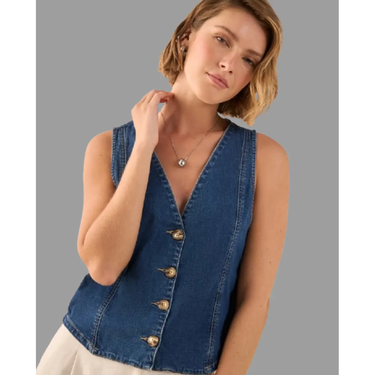 ESPRIT - Esprit Camisa Dama Tipo Chaleco Blusa Mujer Demin Casual