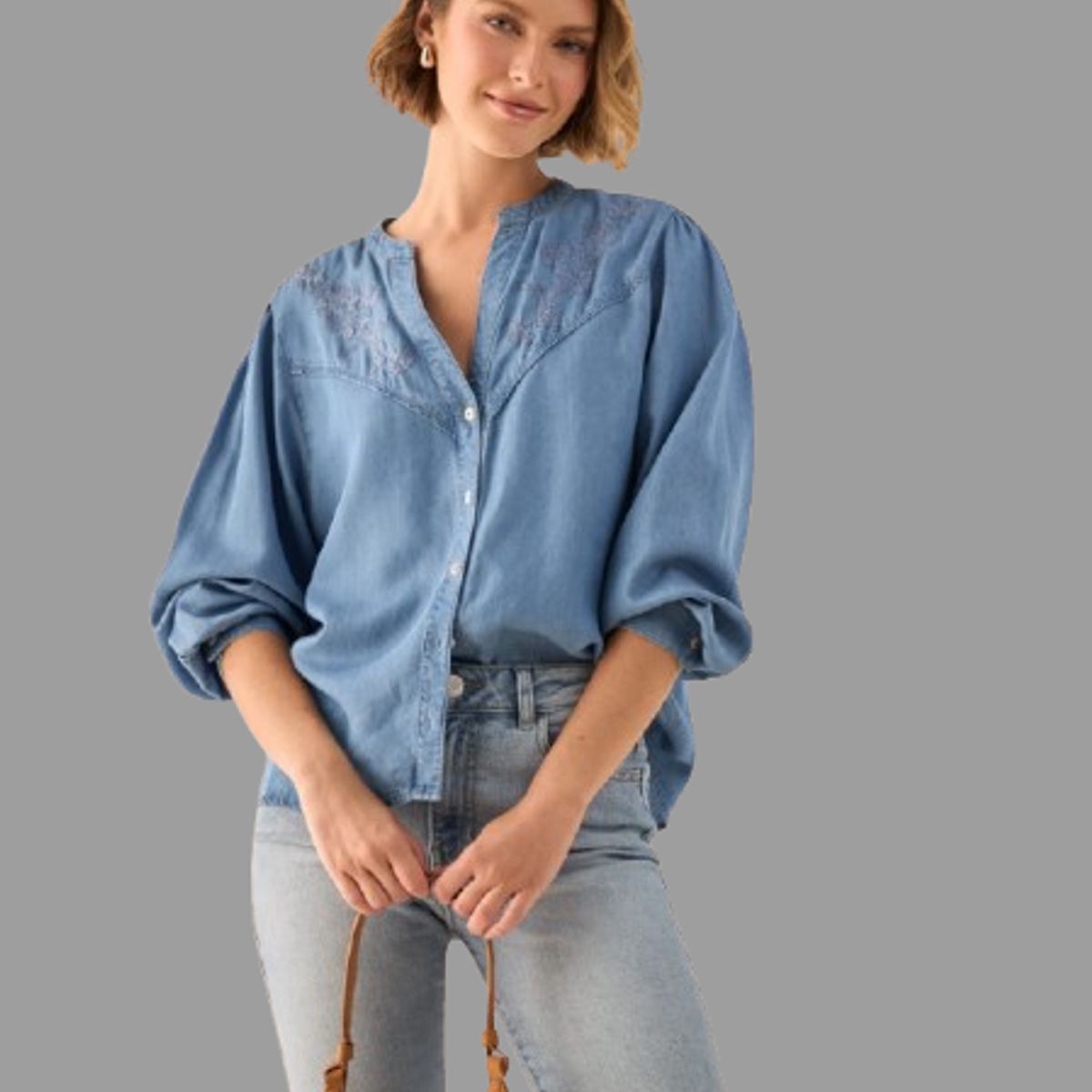 ESPRIT - Esprit Camisa Dama Bordado Floral Blusa Mujer para Diario