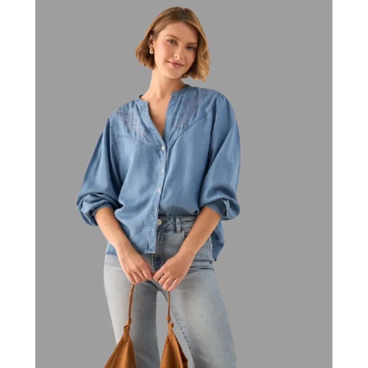 ESPRIT - Esprit Camisa Dama Bordado Floral Blusa Mujer para Diario