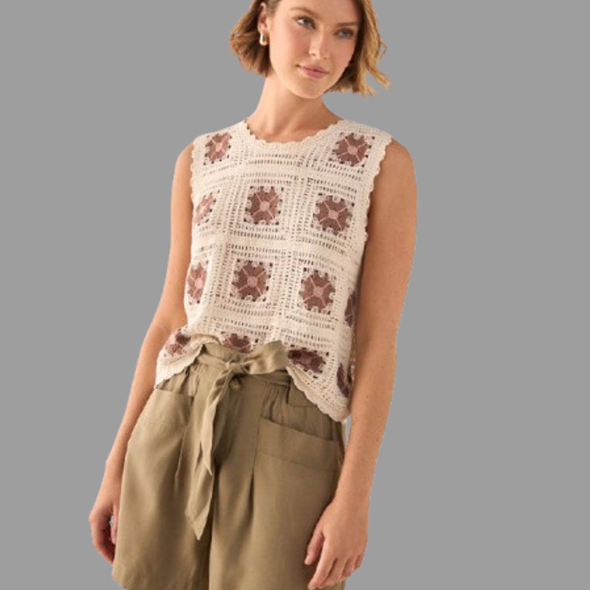 ESPRIT - Esprit Camisa Dama de Crochet Blusa Mujer Casual y Cómodo
