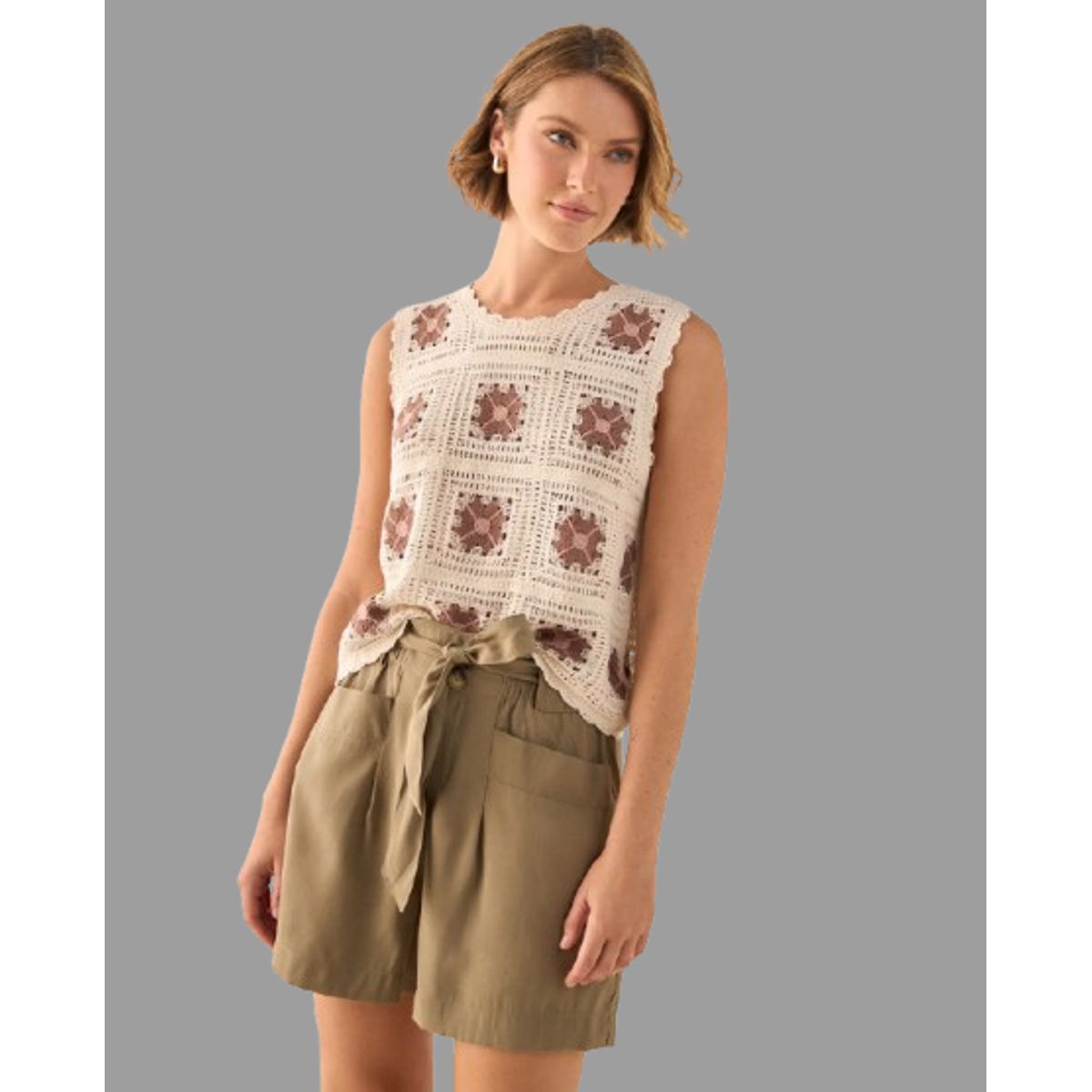 ESPRIT - Esprit Camisa Dama de Crochet Blusa Mujer Casual y Cómodo