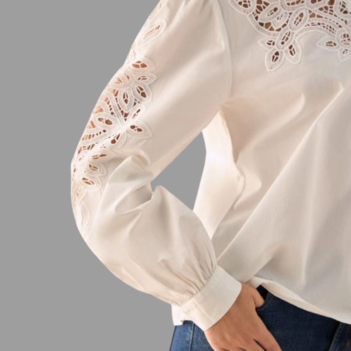 ESPRIT - Esprit Camisa Dama con Bordados Blusa Blanca Mujer Elegante