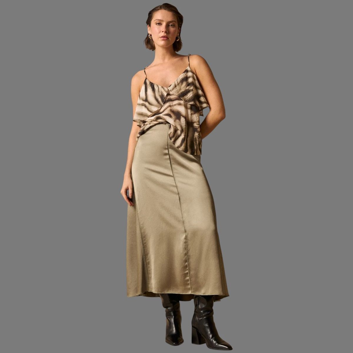 ESPRIT - Esprit Falda Larga para Dama Acabado Satinado Fácil de Combinar