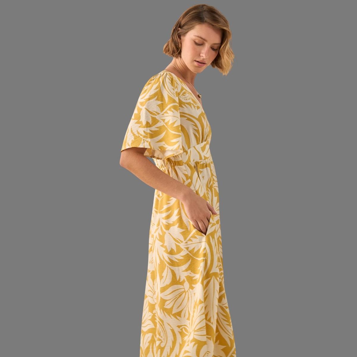 ESPRIT - Esprit Vestido Maxi para Dama Estilo Tropical Con Mangas Casual