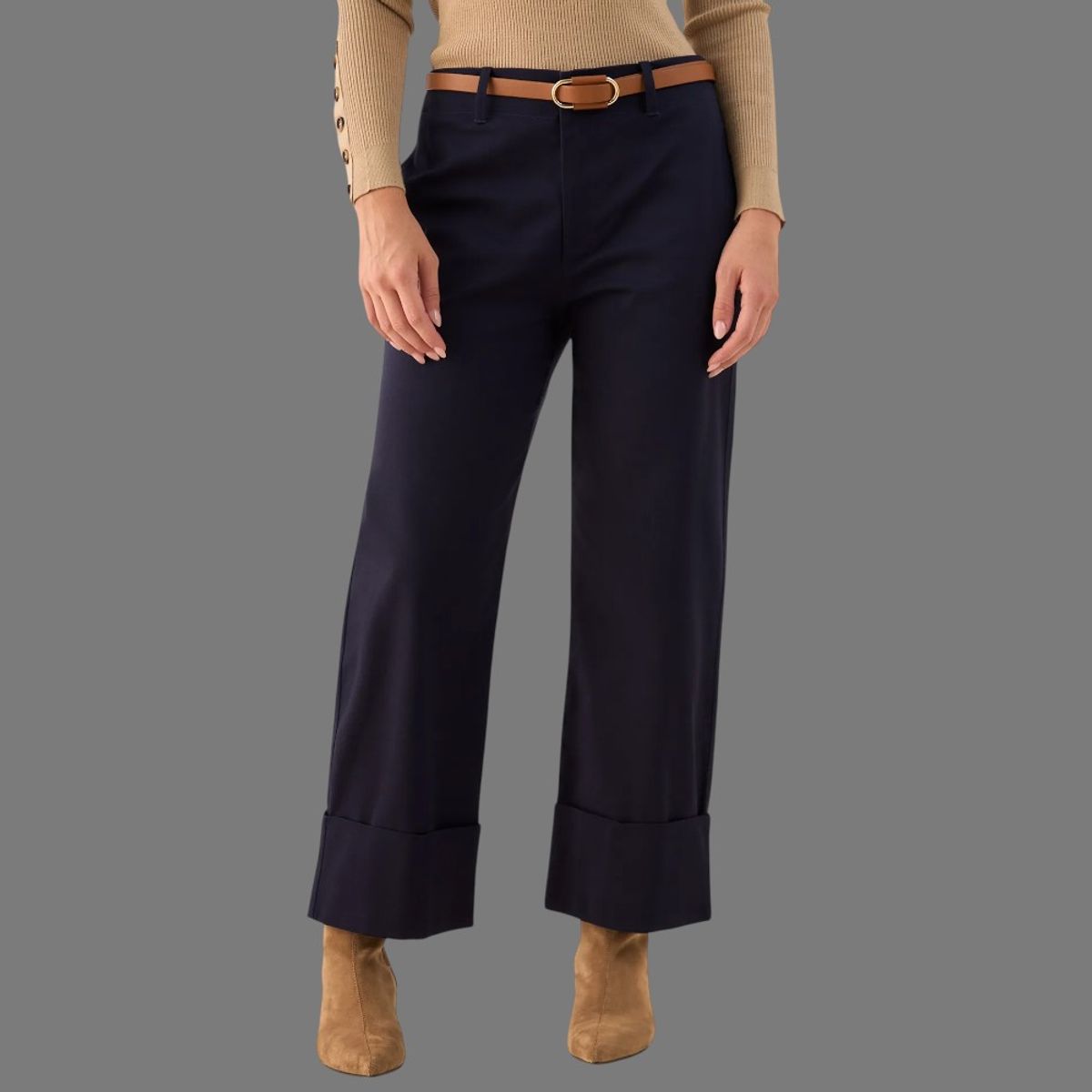 ESPRIT - Esprit Pantalón para Dama Wide Leg con Dobladillo Casual y Elegante