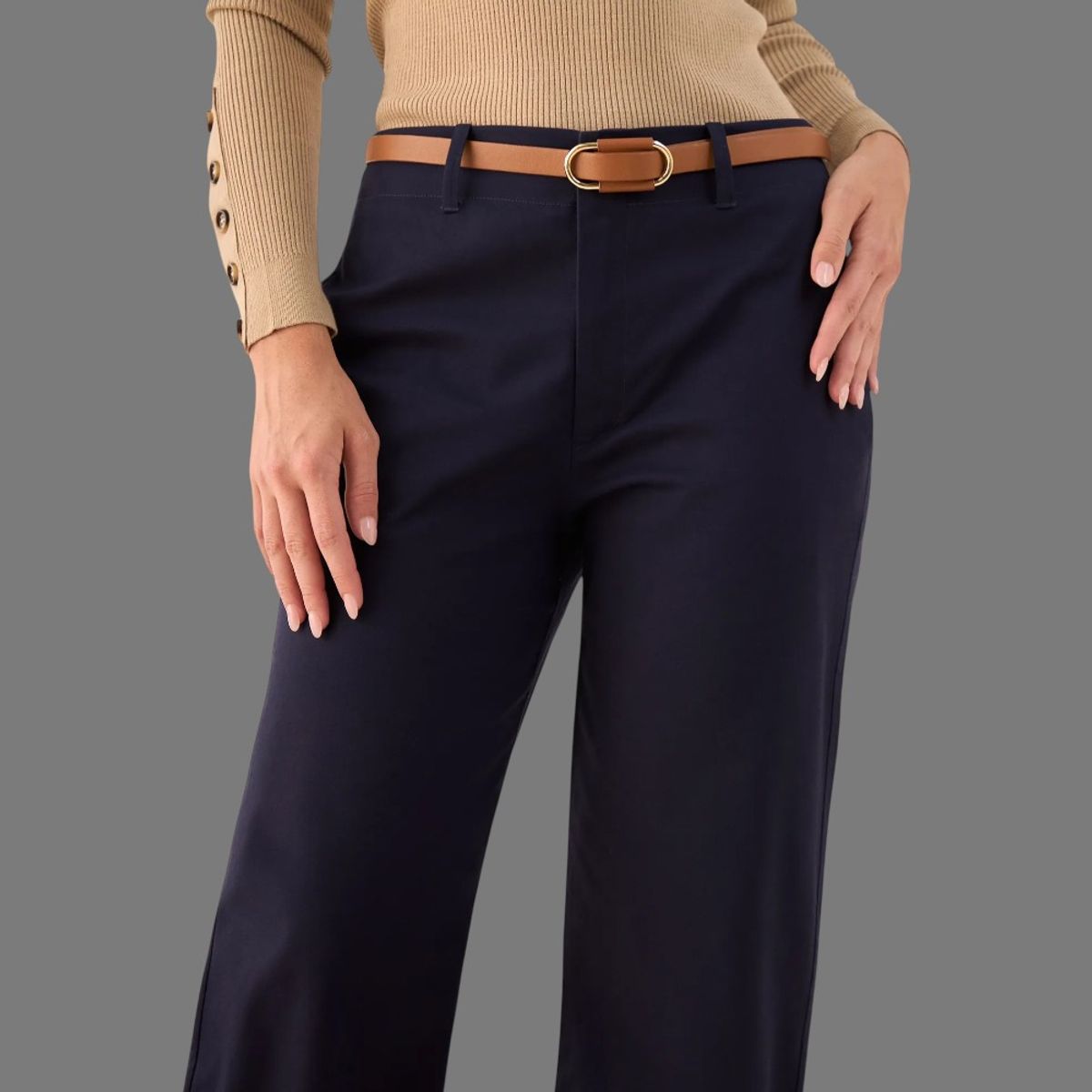 ESPRIT - Esprit Pantalón para Dama Wide Leg con Dobladillo Casual y Elegante