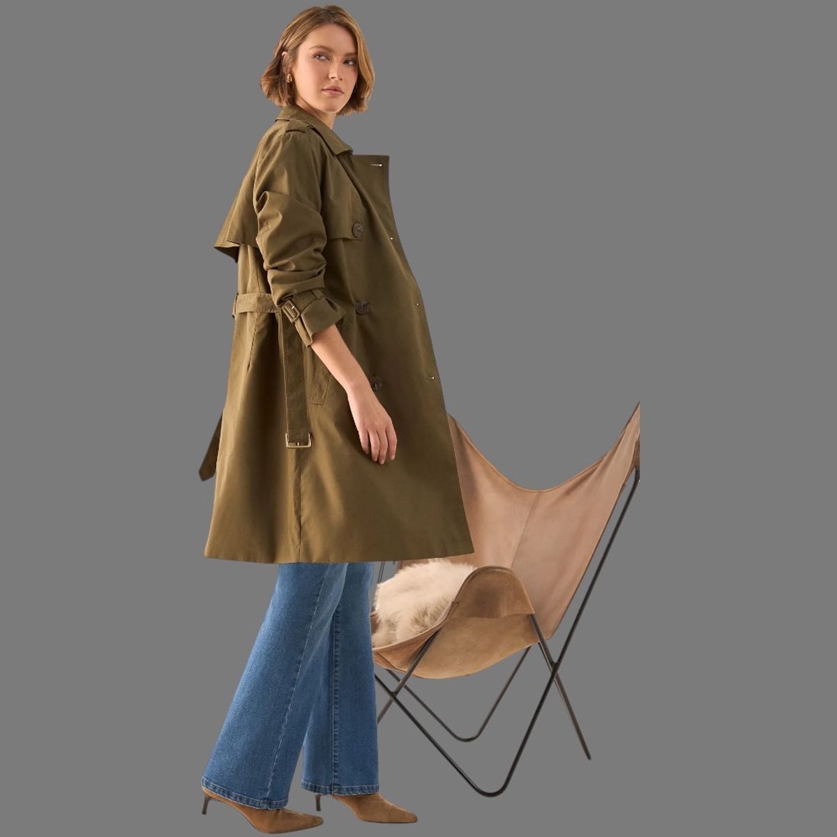 ESPRIT - Esprit Gaban para Dama con Cinturón Ajustable Formal Versátil