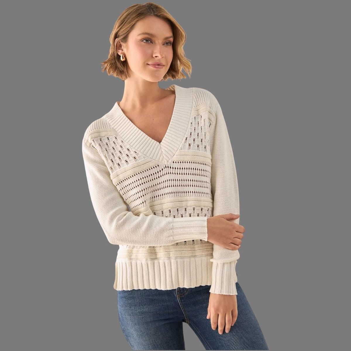 ESPRIT - Esprit Suéter Tejido para Dama Blanco Elegante para cada Ocasión