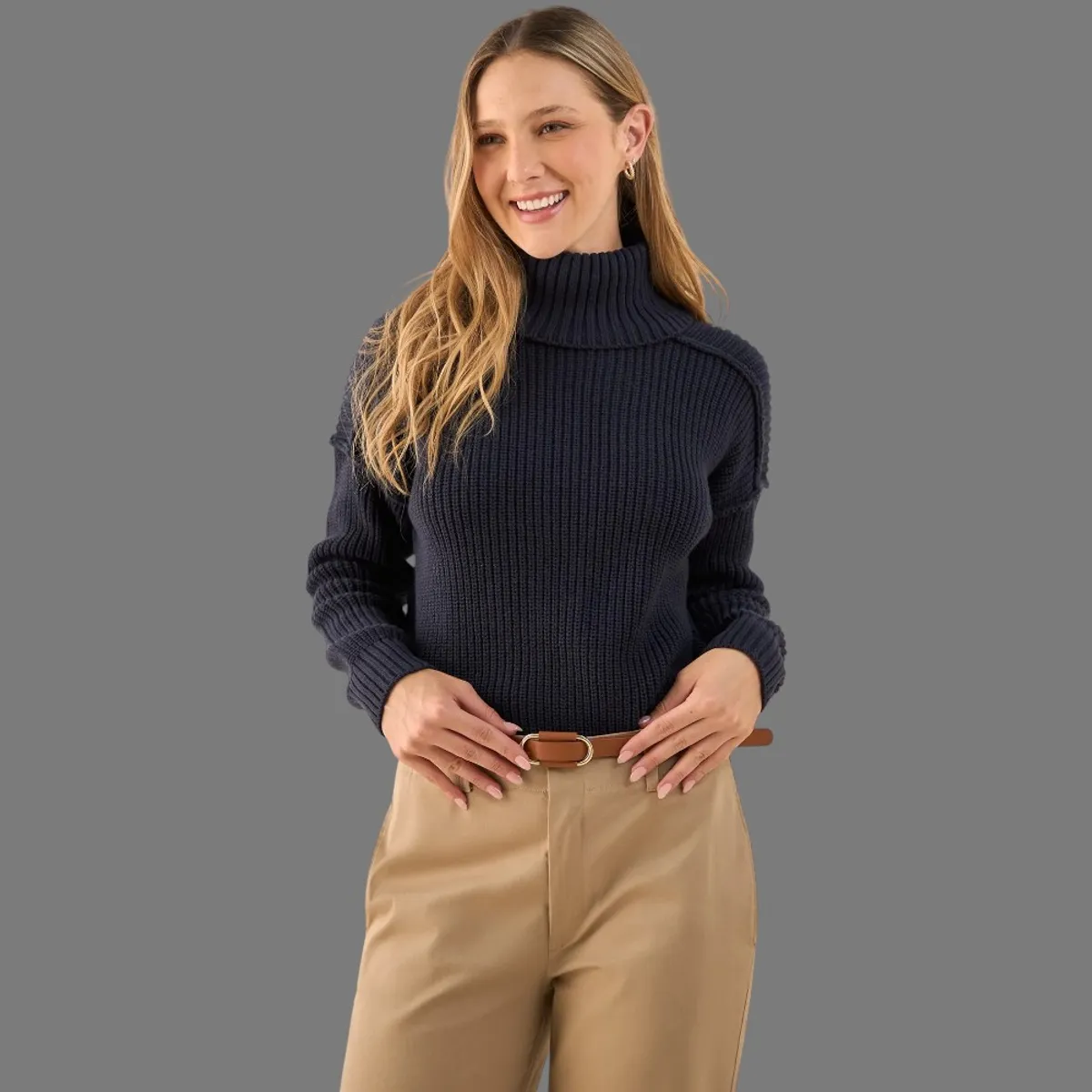 ESPRIT - Esprit Suéter Cuello Alto para Dama Texturizado Ideal para Diario