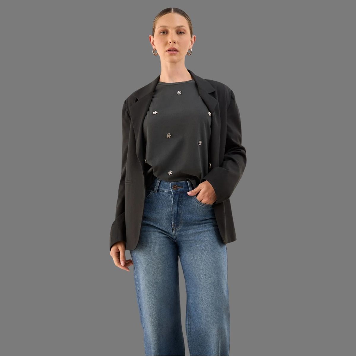 ESPRIT - Esprit Chaqueta para Dama Negra Diseño Moderna